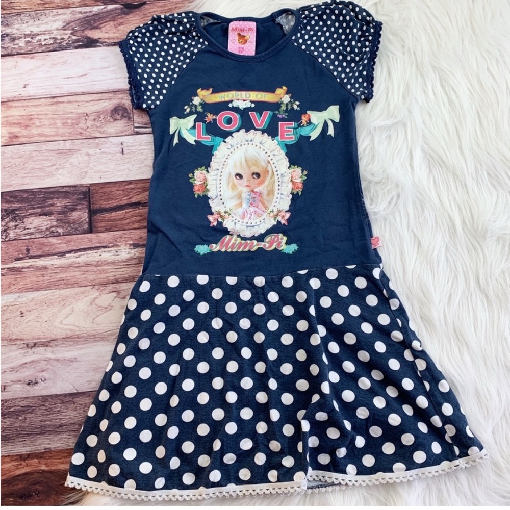 Mim-Pi Navy Polka Dot Kids Dress 6